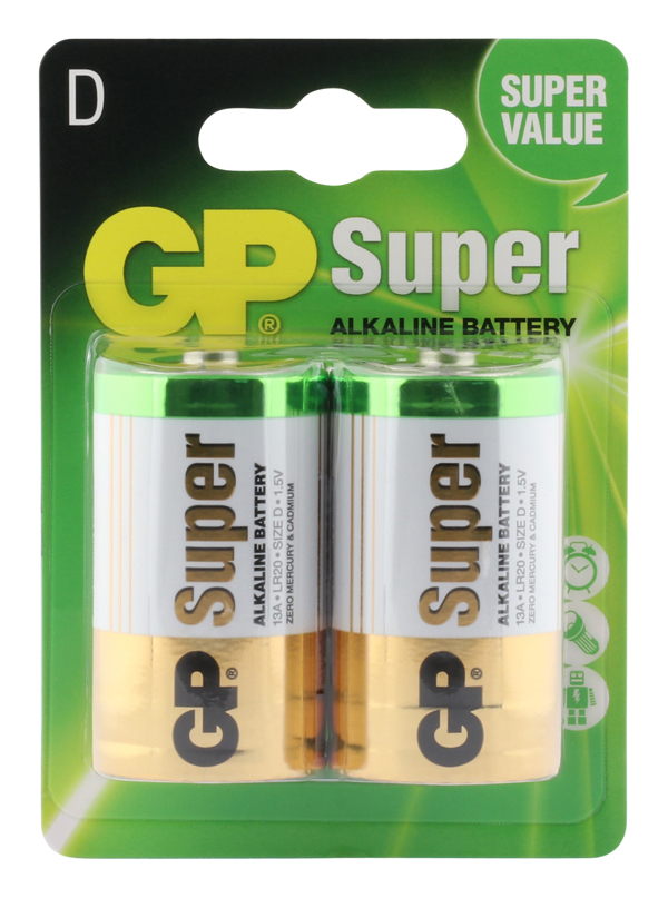 GP Batterie Alcaline - GP Super Alkaline D Mono, 2 pcs