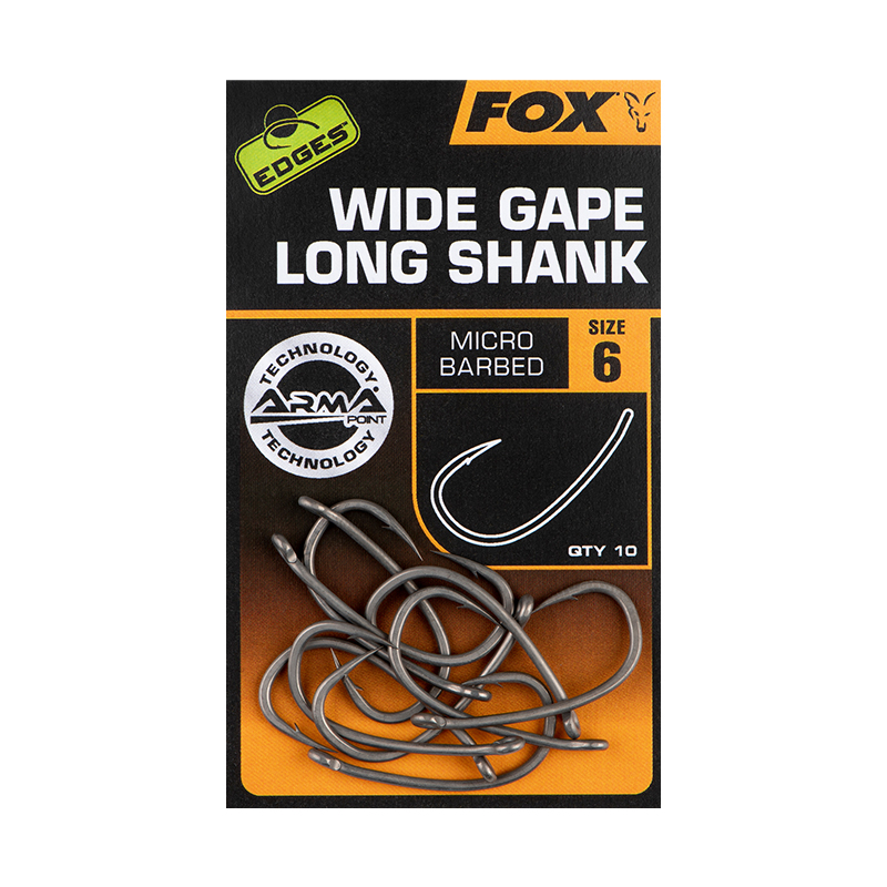 Amo da Carpa Fox Edges Armapoint Super Wide Gape Long Shank (10 pezzi)