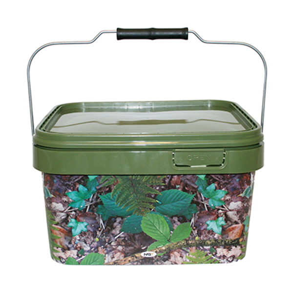 Carp Tacklebox, riempito con materiali top da carpa! - NGT Camo Square Bucket 5L