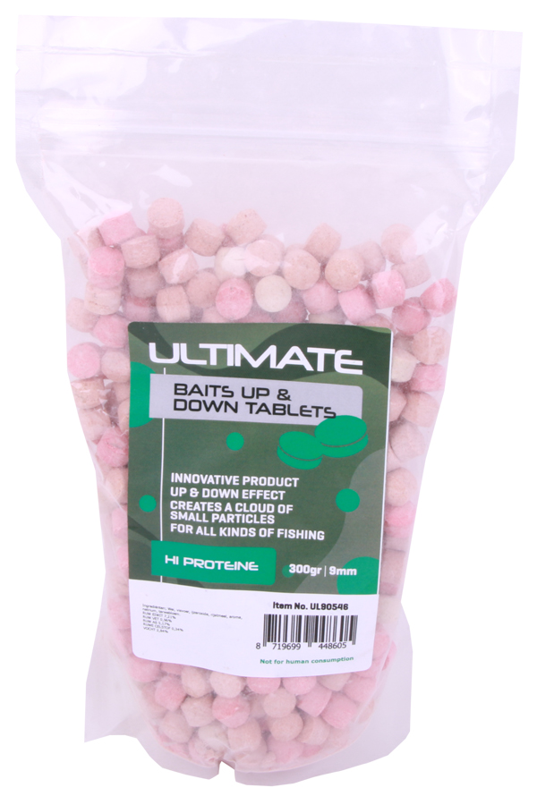 Ultimate Baits Up & Down Tablets 9mm, rilasciano fragranze, colori e aromi sott'acqua - Hi Proteïne 9mm