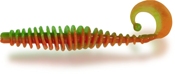 Magic Trout T-worm Twister 5,5cm - Neon Verde / Arancione