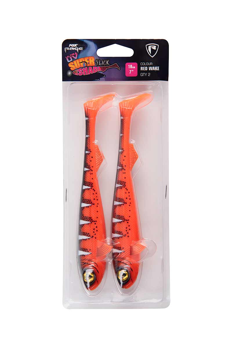 Fox Rage Super Slick Shad 18cm 2 pezzi - UV Red Wake