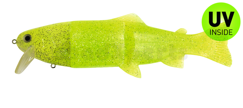 Galleggiante Castaic Real Bait Hard Head (6"/15cm) Swimbait - Chartreuse Pepper