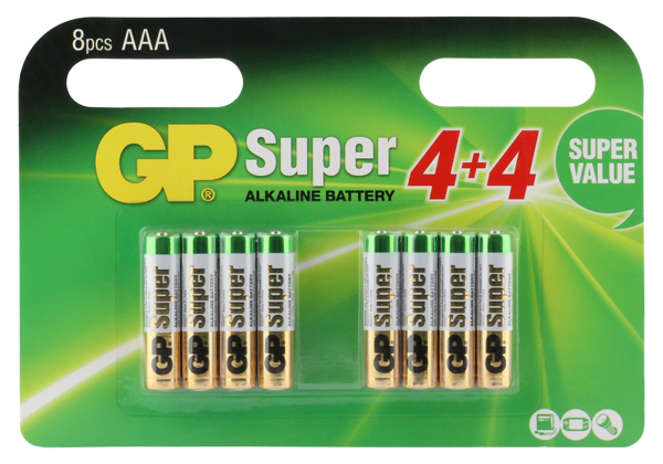 GP Batterie Alcaline - GP Super Alkaline AAA Micro penlite, multipack 8 pcs