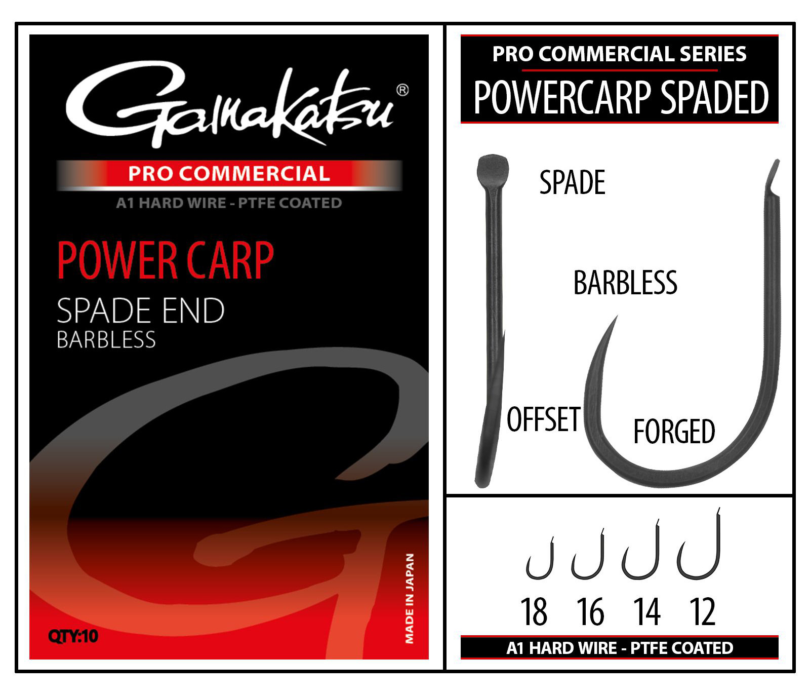 Amo per coregone Gamakatsu Pro-C Powercarp Spade A1 PTFE BL (10 pezzi)