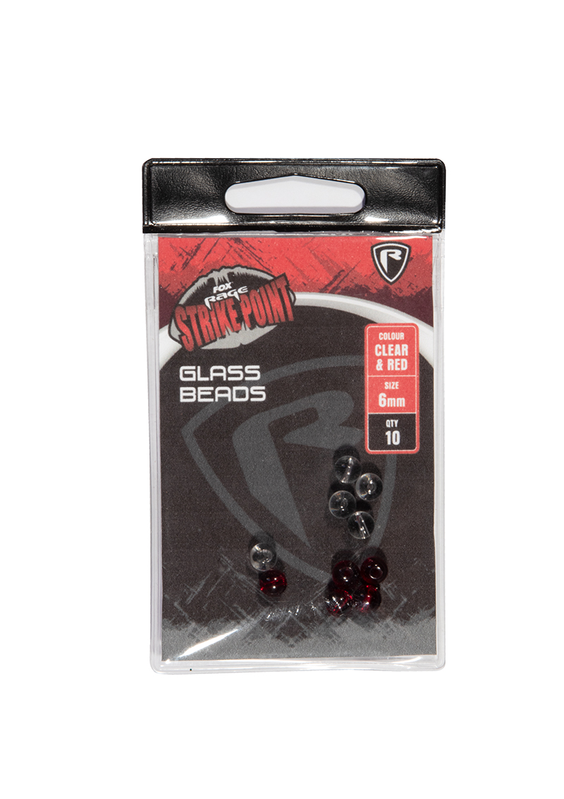 Perline in vetro Fox Rage SP 6mm Clear And Red (10 pezzi)