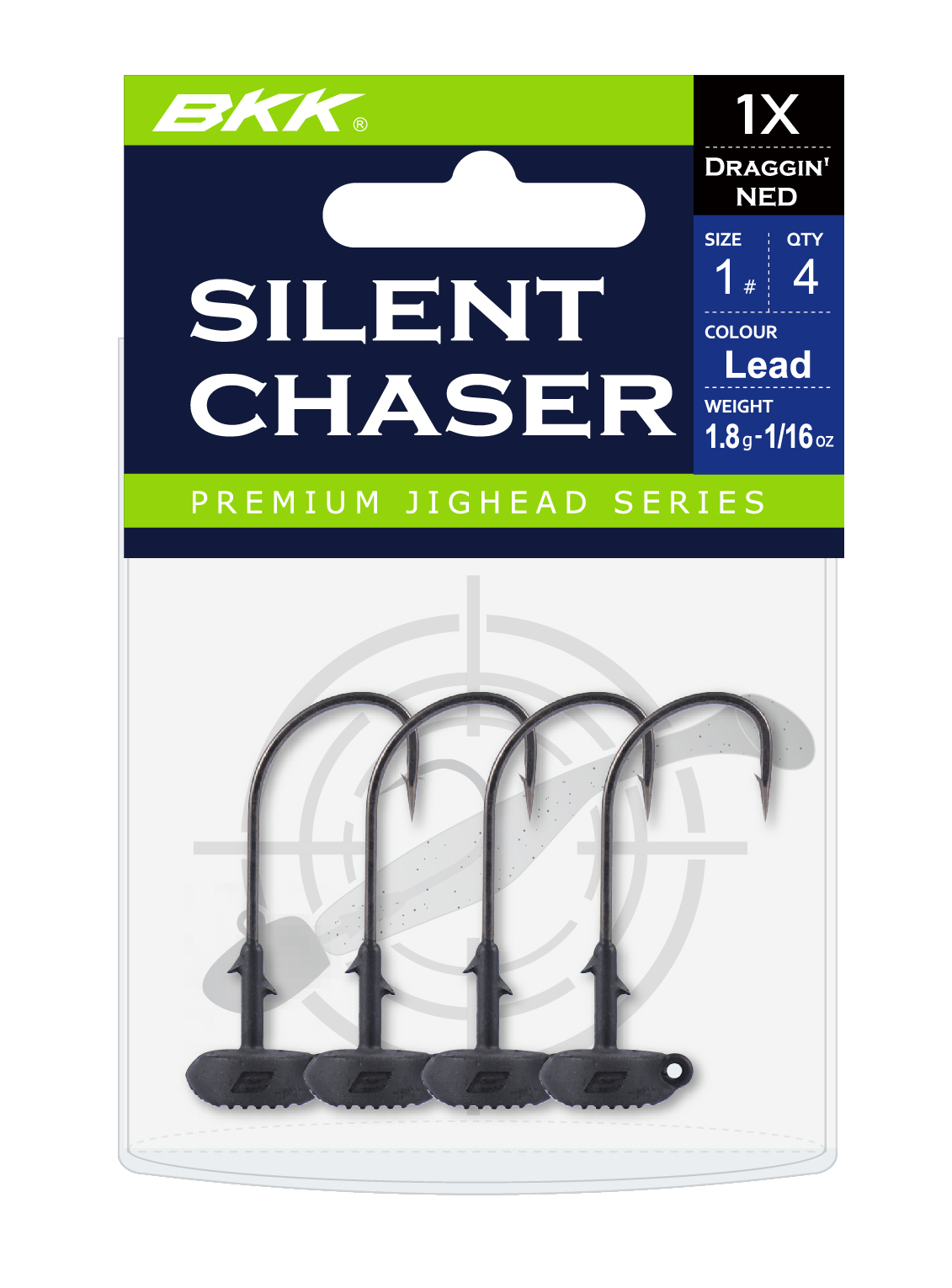 BKK Silent Chaser Draggin' NED Jighead #1/0 Nero