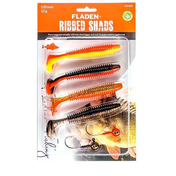 Fladen Soft lure assortment Ribbed Shad - Assortment Red - 120 mm, 12 g