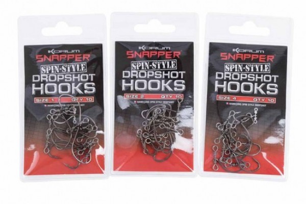 Korum Snapper Dropshot Spin-Style Hooks (10 pezzi)