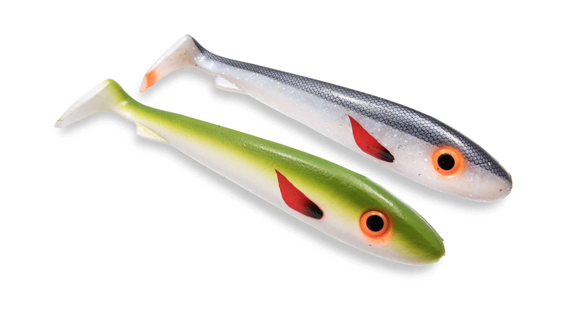 Svartzonker Big McRubber Flash Shad 25cm (2 pezzi) - UV Olive White & UV Herring