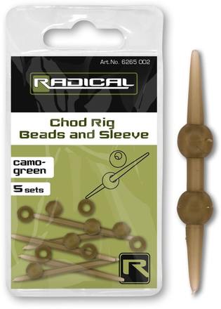 Radical Chod Rig Beads And Sleeve Camo-Green (10+5 pezzi)