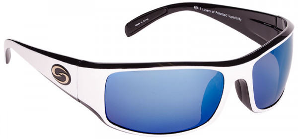 Occhiali da Sole Strike King S11 Optics - Okeechobee Shiny White Black Two Tone Frame / Multi Layer White Blue Mirror Gray Base Glasses
