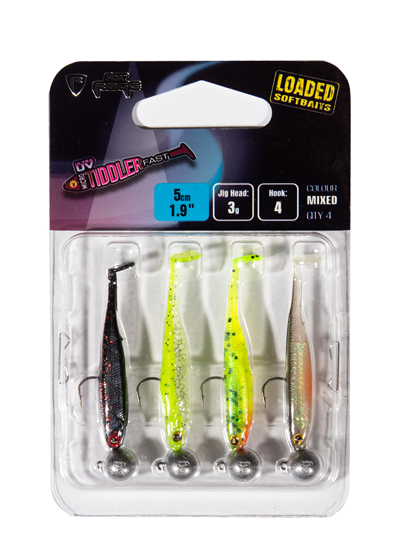 Fox Rage Micro Tiddler Fast Mixed UV Colour Pack Loaded 5cm (3g) (4 pezzi) - Pack 2