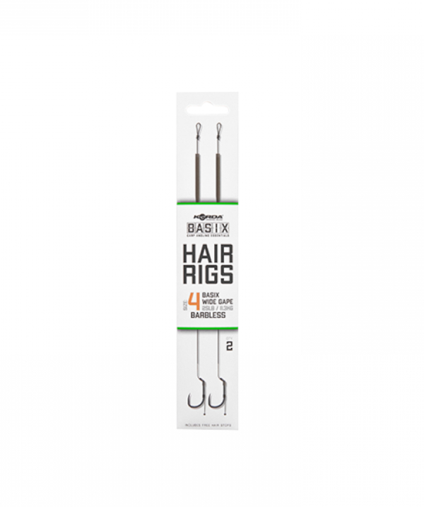 Korda Basix Hair Rigs Wide Gape Barbless - Basix Hair Rigs Wide Gape 4 Barbless 25lb/11,3kg (2pcs)
