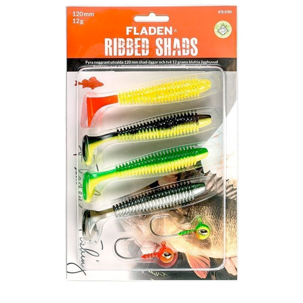 Fladen Soft lure assortment Ribbed Shad - Assortment Yellow - 120 mm, 12 g