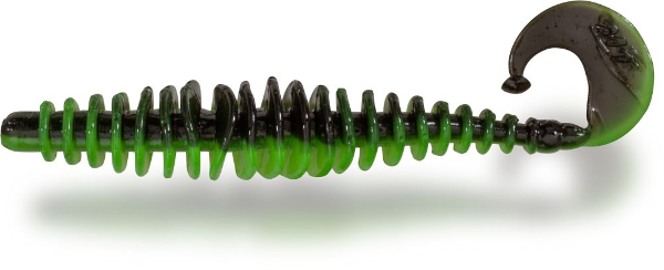 Magic Trout T-worm Twister 5,5cm - Neon Verde / Nero