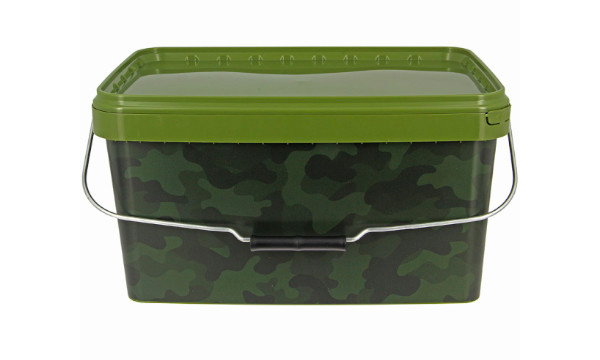 Carp Adventure Tacklebox, confezione con accessori per terminali da marche rinomate! - NGT Square Camo Bucket