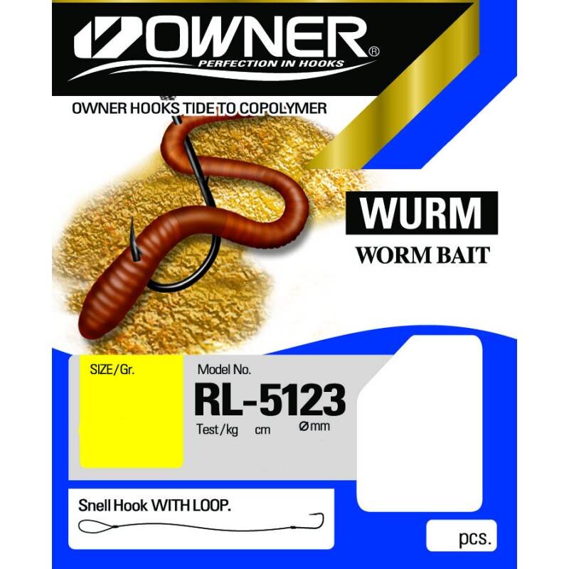 Rig Owner Worm Hooks RL5123  0.30mm (8.2kg) (65cm)