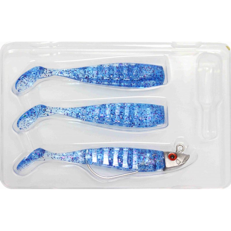 Yamashiro Gadida Soft Minnow  (1 Offset Jighead, 3 Bodies) - Color 2