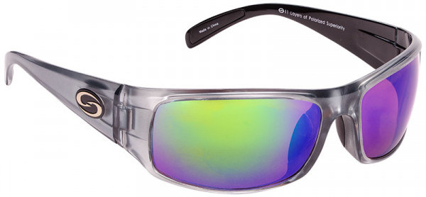 Occhiali da Sole Strike King S11 Optics - Okeechobee Shiny Clear Gray Metallic Black Two Tone Frame / Multi Layer Green Mirror Amber Base Glasses