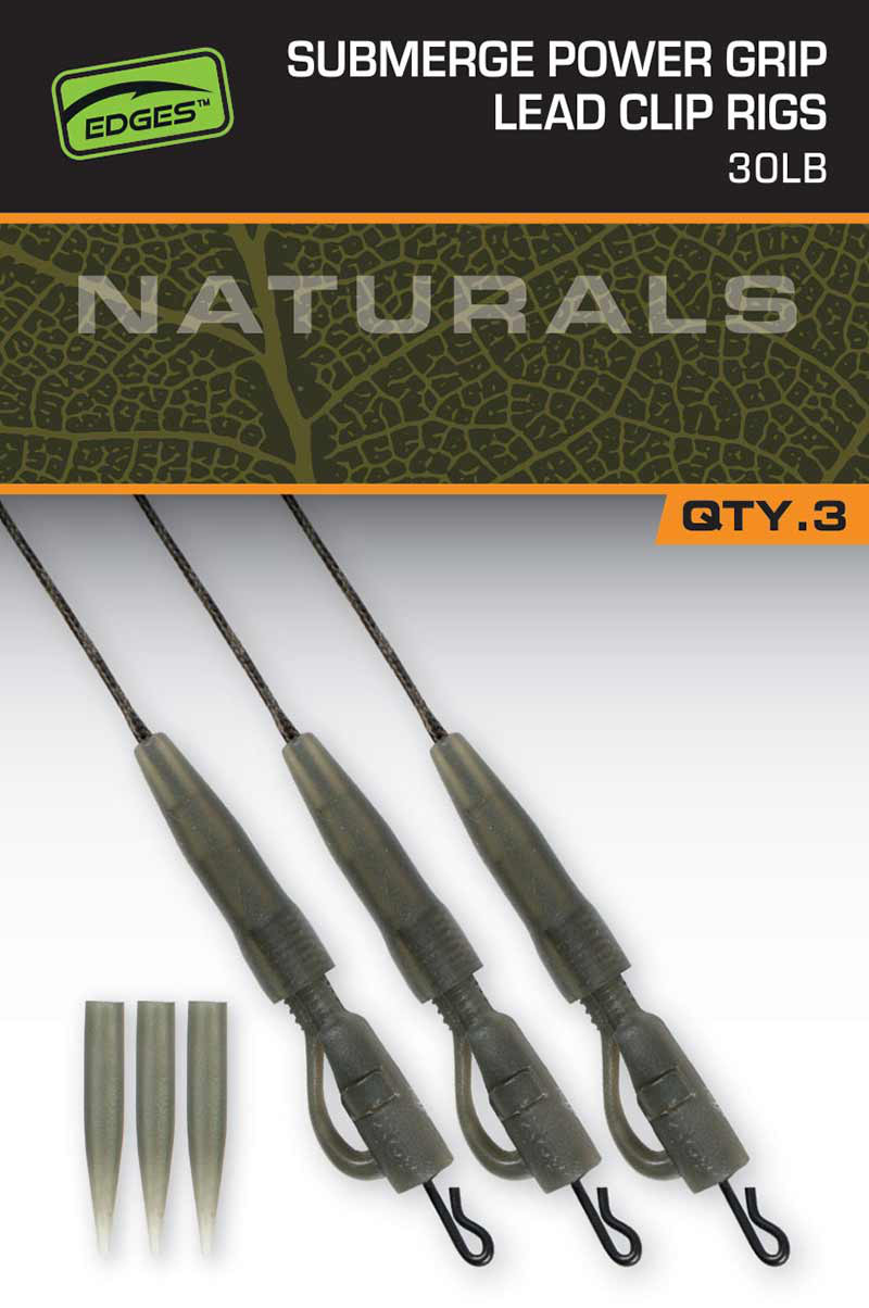 Fox Naturals Sub Power Grip Lead Clip Leaders 75cm (3 pezzi)