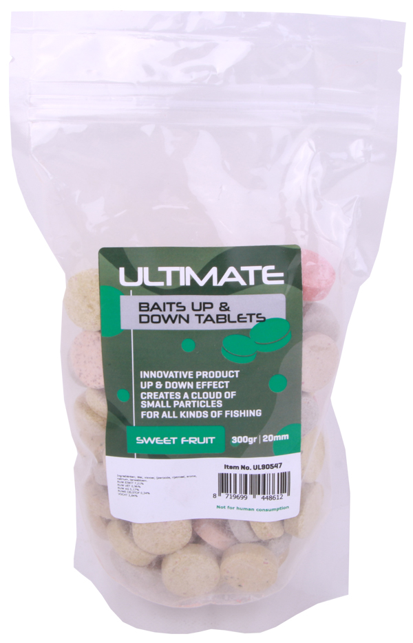 Ultimate Baits Up & Down Tablets 20mm, rilascia profumi, colori e sapori sott'acqua - Sweet Fruit 20mm