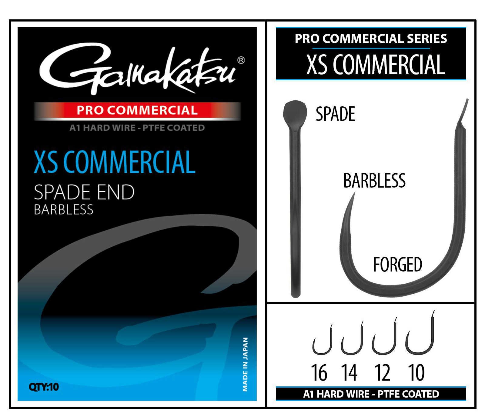 Amo per Coregone Gamakatsu Pro-C XS Commercial Spade A1 PTFE BL (10 pezzi)