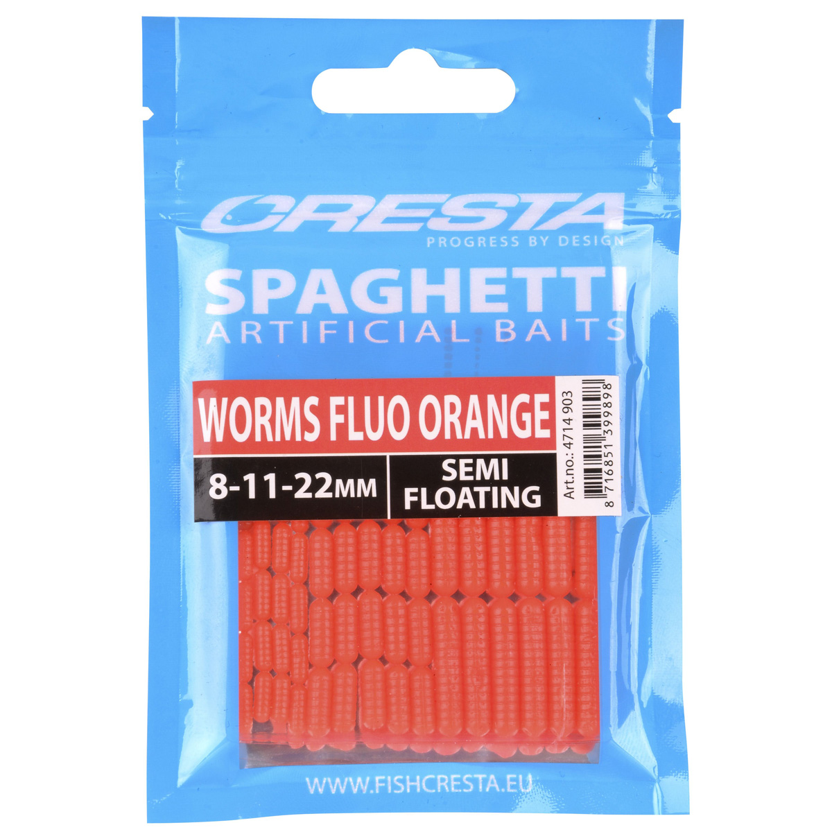 Esca di imitazione Cresta Spaghetti Worms - Fluo Orange