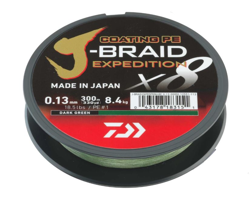 Lenza Intrecciata Daiwa J-Braid Expedition X8E Dark Green (300m)