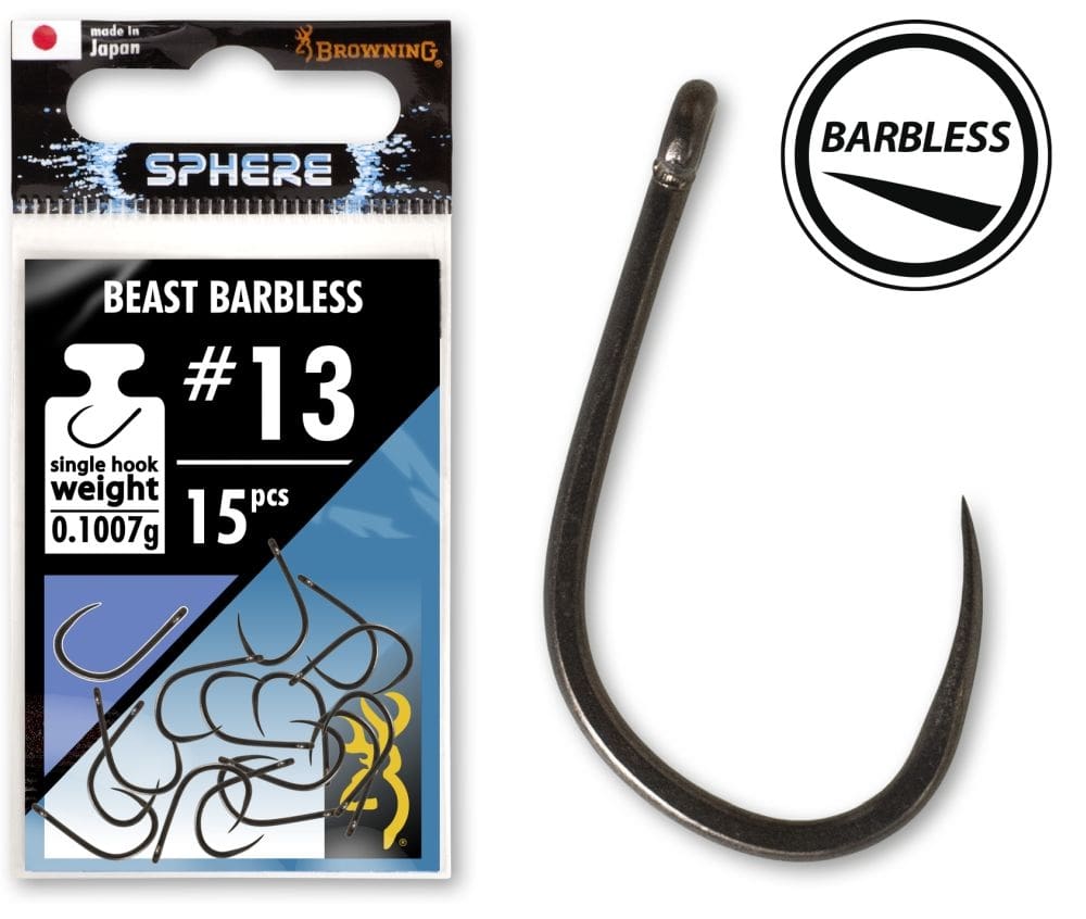 Browning Sphere Beast Barbless Hook With Eye (15 pezzi)