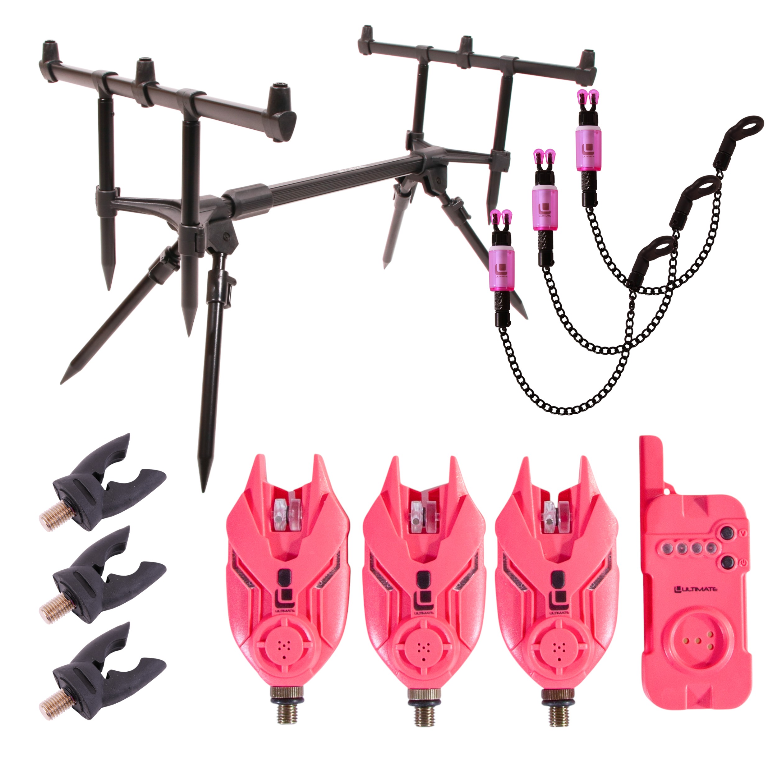 Set di Allarmi morso/Poggiacanne Ultimate E-Tension Pink