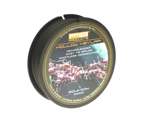 PB Products Hollow Kevlar Leader/Perlina 50m (80lb) - Weed