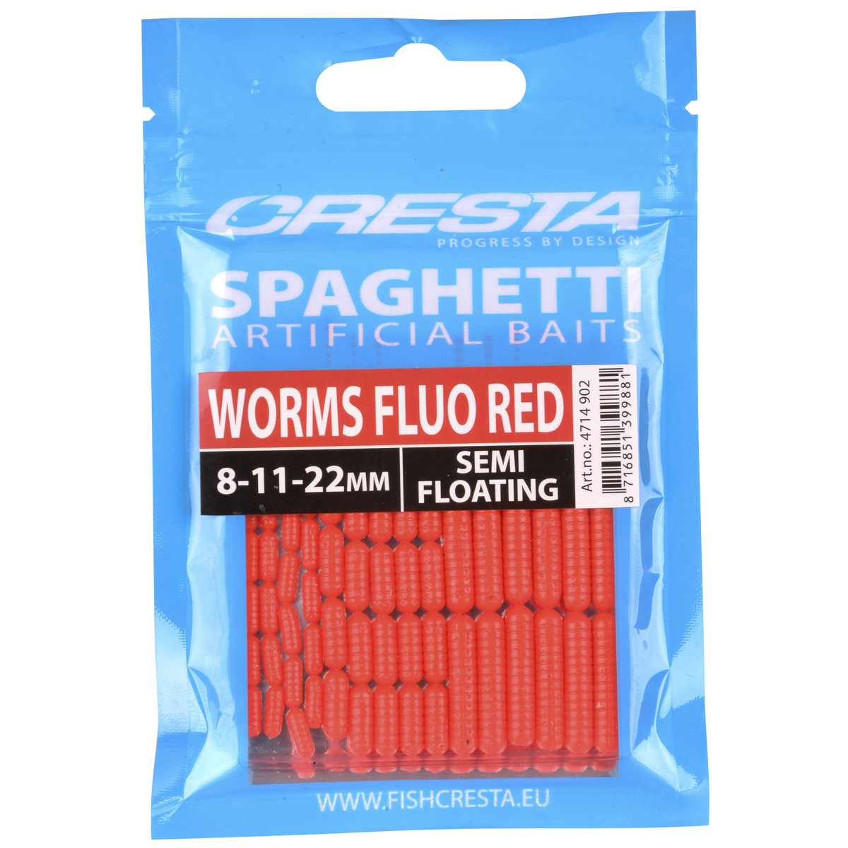 Esca di imitazione Cresta Spaghetti Worms - Fluo Red