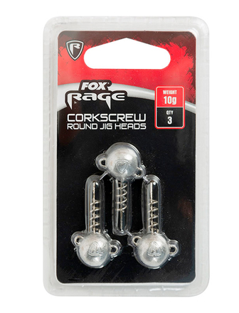 Fox Rage Corkscrew round jig heads, 3 pezzi