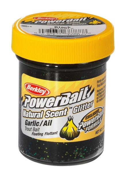 Pastura per Trote PowerBait® Natural Glitter Berkley 50g - Garlic Black Glitter